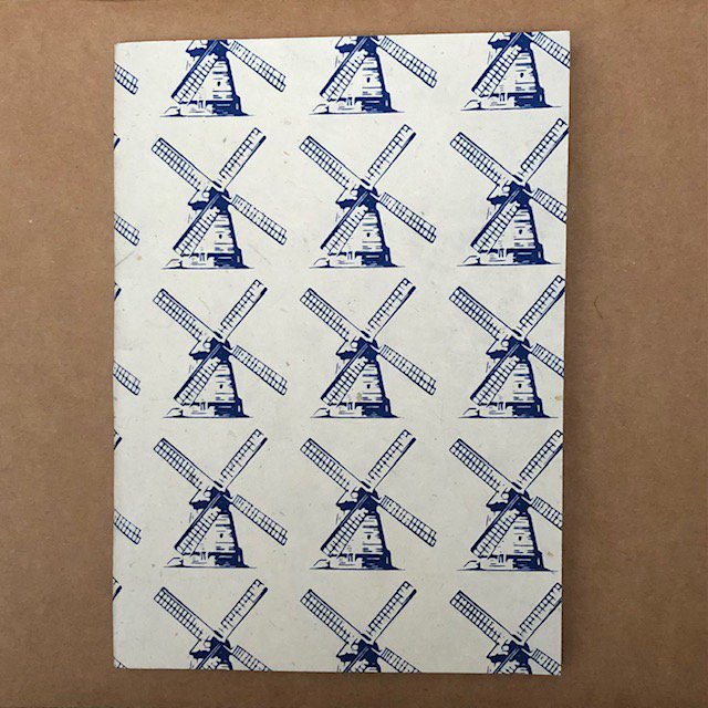 Sustainable A5 Notepad – Blue Windmill Print