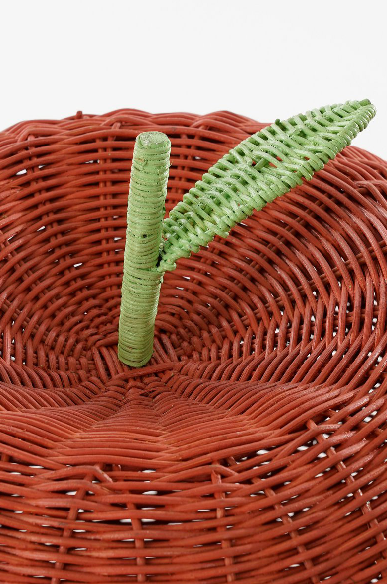 Playful &amp; Sustainable Storage Baskets – Apple Shaped Rattan Set (2 pieces)