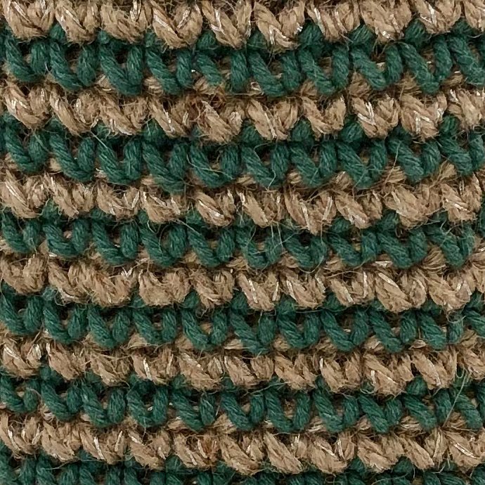 Luna-Leena Basket with Green Stripes – Jute &amp; Cotton – H30cm – Handmade in Nepal