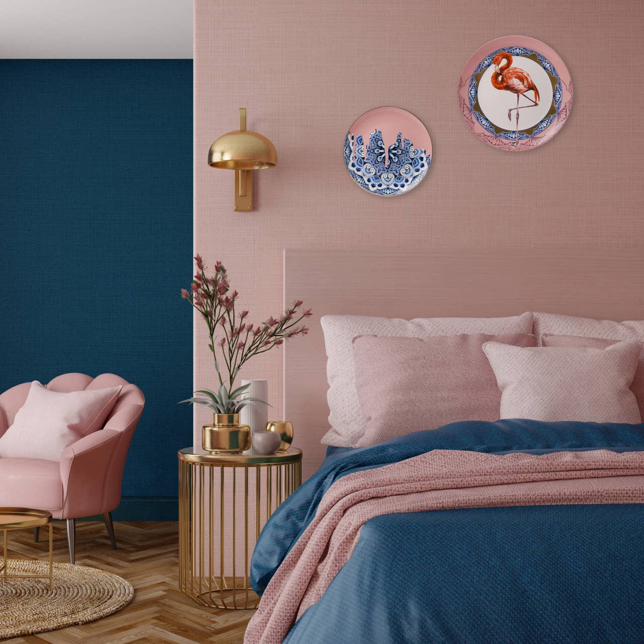 Porcelain Wall Plate – Mandala Flamingo